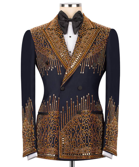 Double Breasted Crystal Embellished Tuxedo