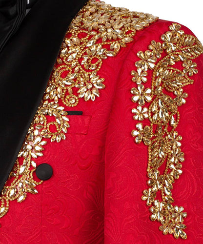 Red Embellished Tuxedo