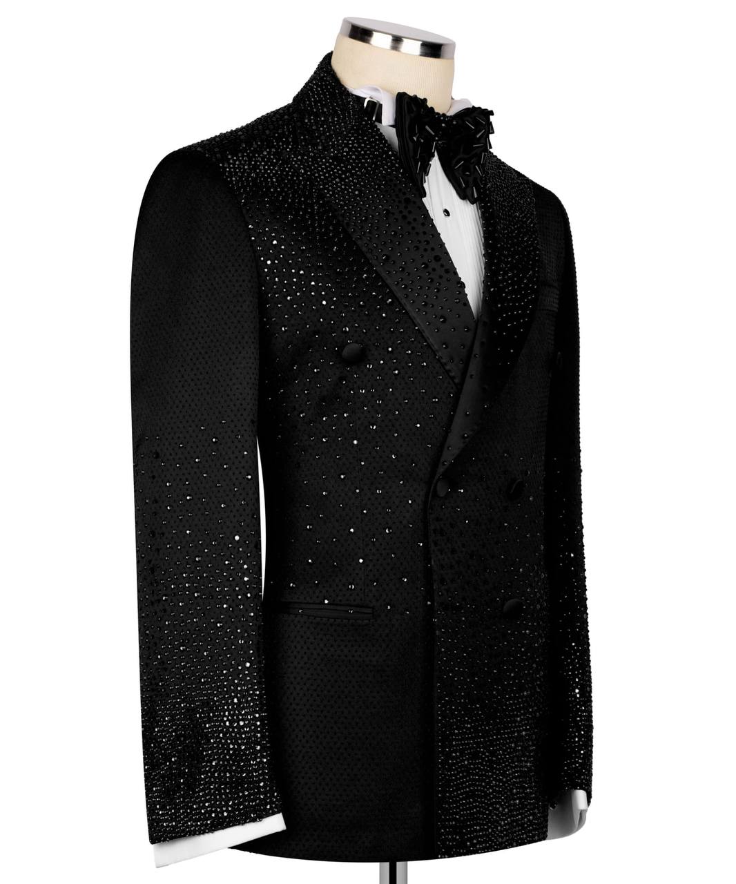 Stone Embellished Black Tuxedo