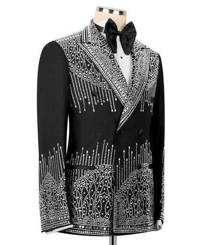 Double Breasted Crystal Embellished Tuxedo