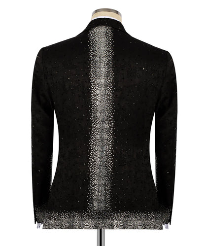 Special Design Tuxedo With Silver Stone Embroidered