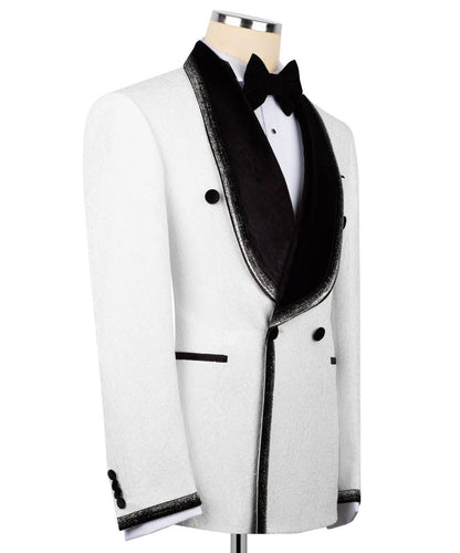 White Tuxedo with Custom Lapel Design