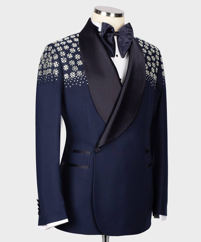 Exclusive Navy Tuxedo With Satin Lapel