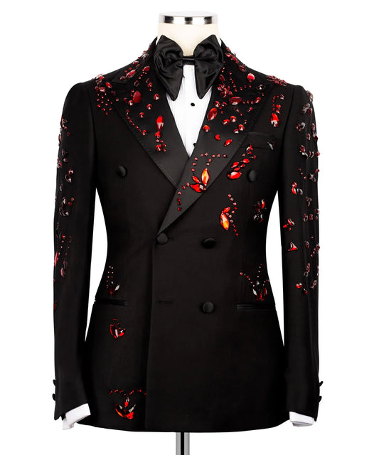 Exclusive Red Stone Embellished Tuxedo