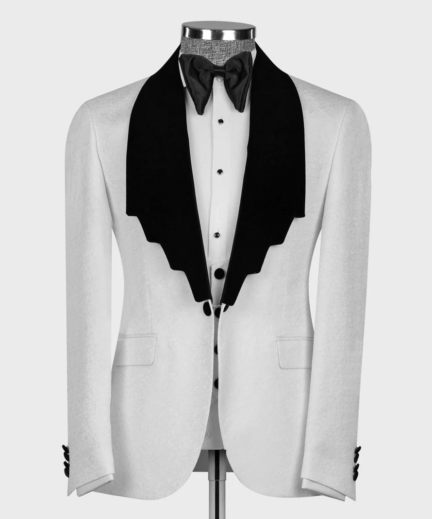 Velvet Lapel White Tuxedo