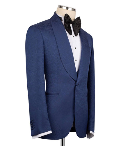 Textured Navy Tuxedo Set