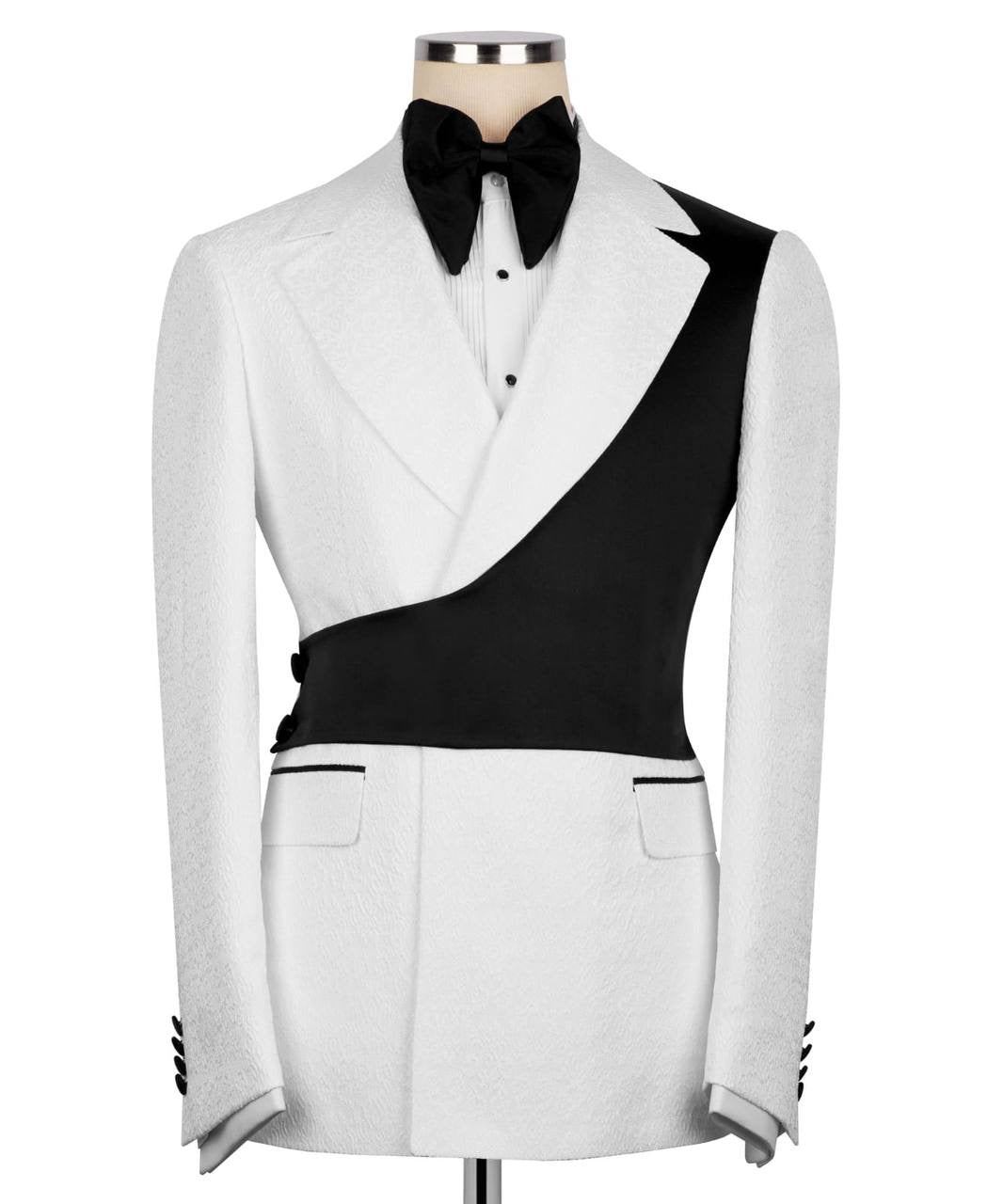 Custom Designed Tuxedo with Crossover Satin Panel