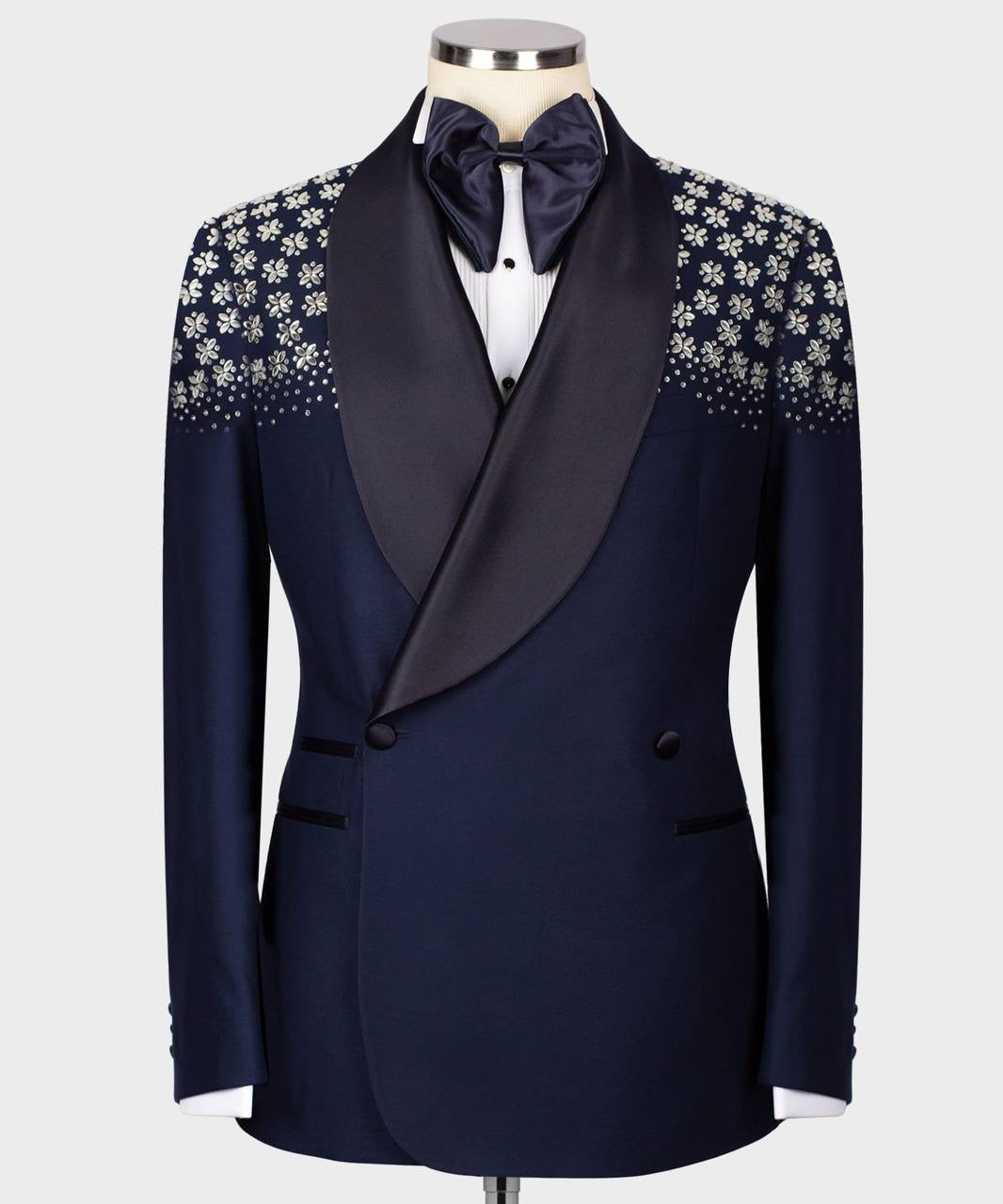 Exclusive Navy Tuxedo With Satin Lapel