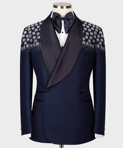 Exclusive Navy Tuxedo With Satin Lapel