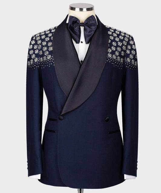 Exclusive Navy Tuxedo With Satin Lapel