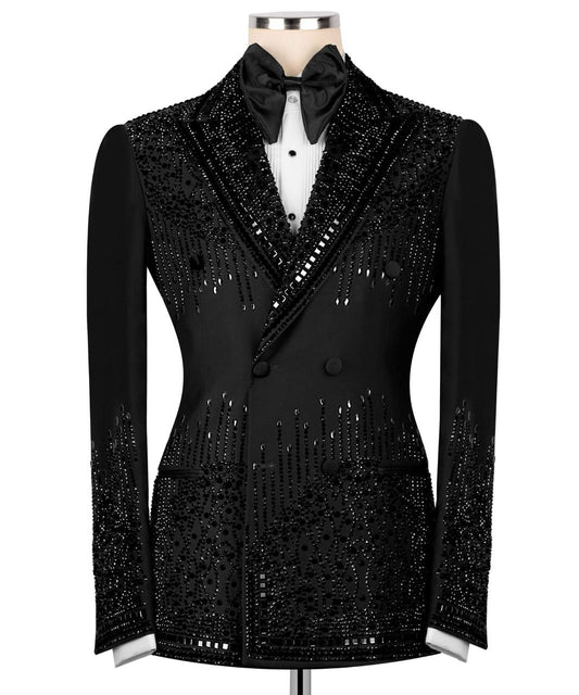 Double Breasted Crystal Embellished Tuxedo