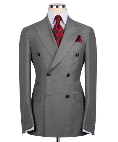 Gray Double Breasted Formal Suit