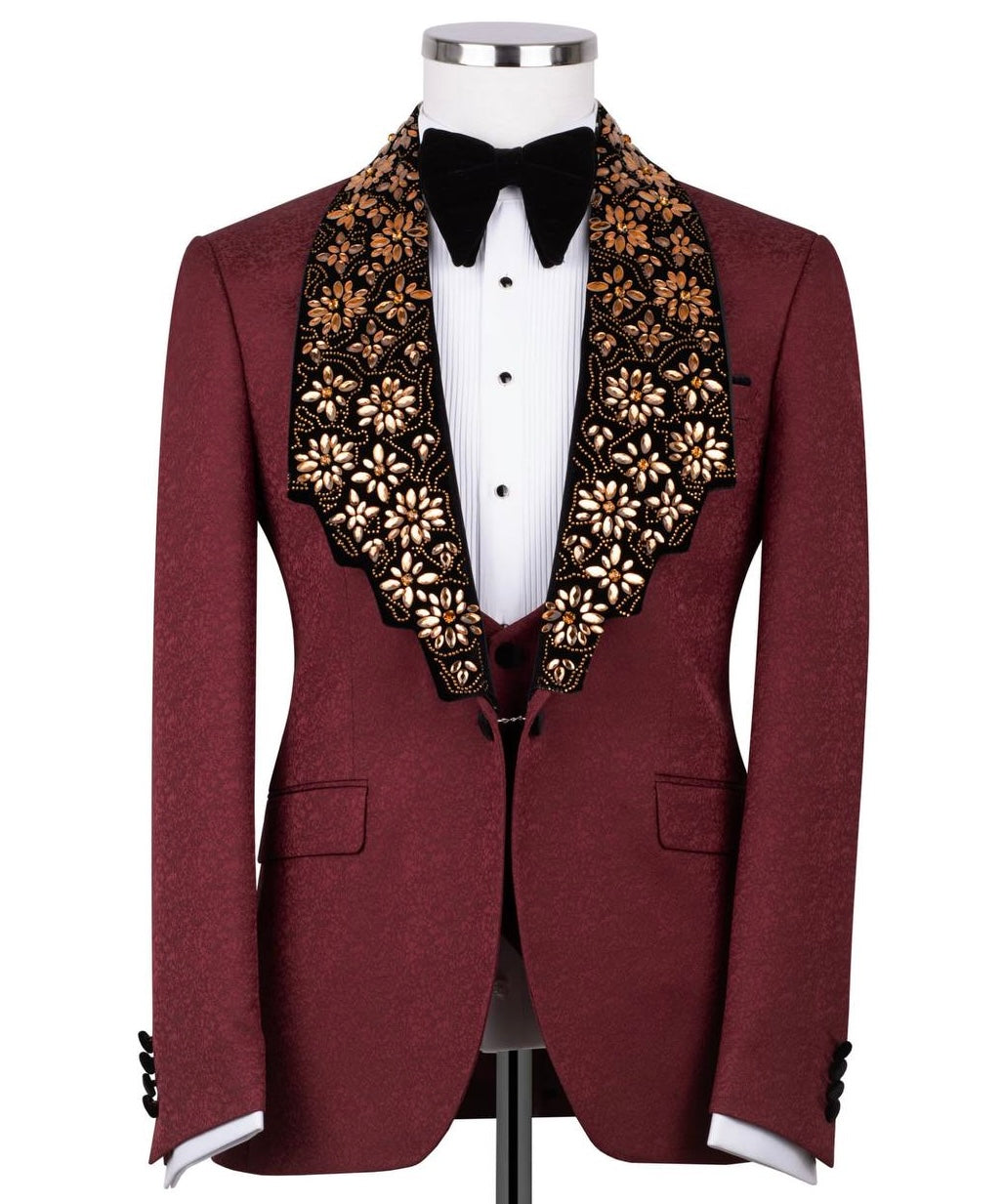 Staircase Lapel Stone Embellished Tuxedo