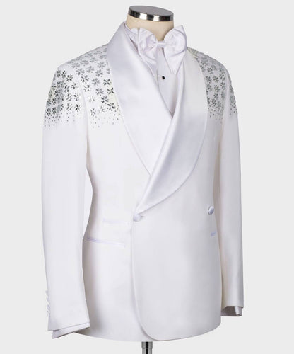 Exclusive White Tuxedo With Satin Lapel