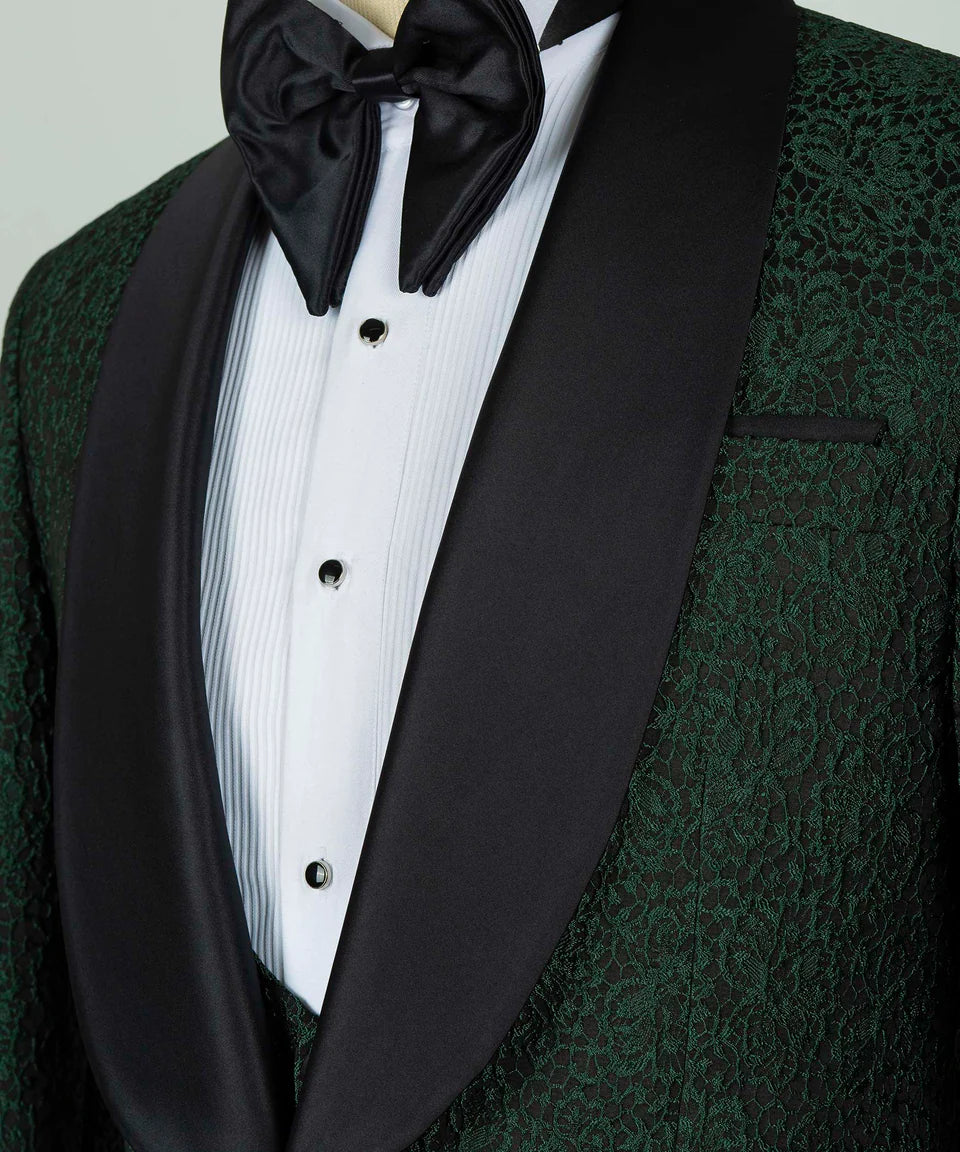 Satin Collar Green Tuxedo