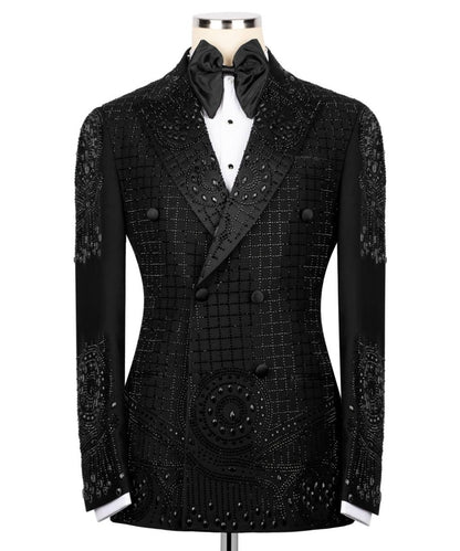 Exclusive Stone Embellished Black Tuxedo