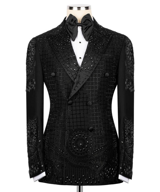 Exclusive Stone Embellished Black Tuxedo