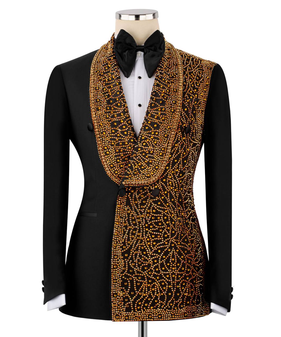 Exclusive Stone Embellished Black Tuxedo