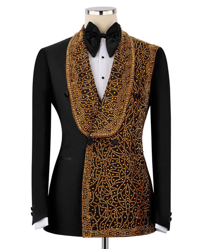 Exclusive Stone Embellished Black Tuxedo