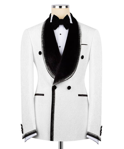 White Tuxedo with Custom Lapel Design
