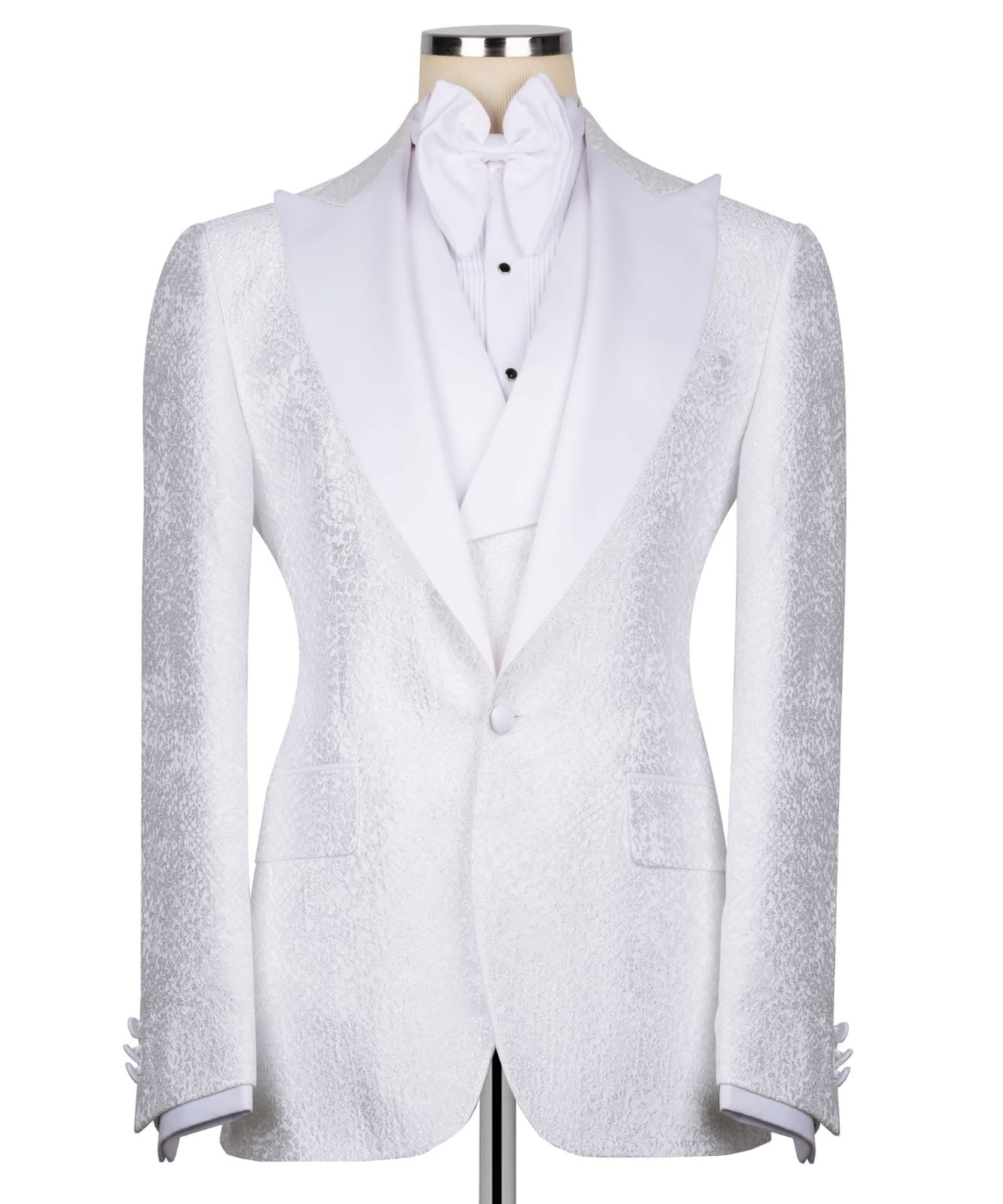 Patterned White Tuxedo Set