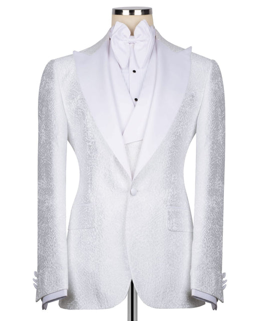 Patterned White Tuxedo Set