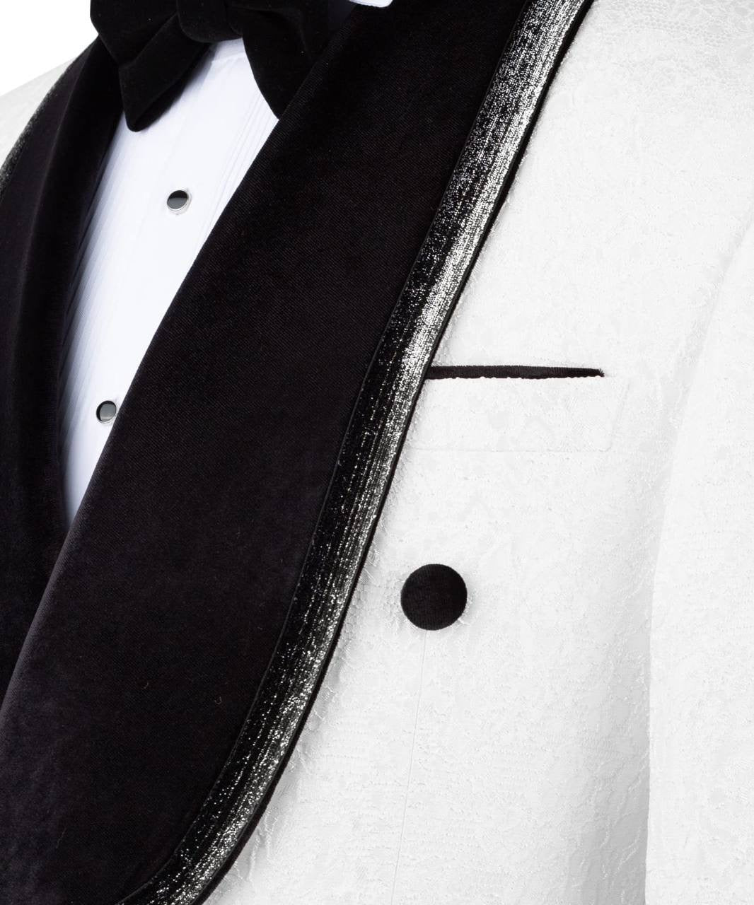White Tuxedo with Custom Lapel Design