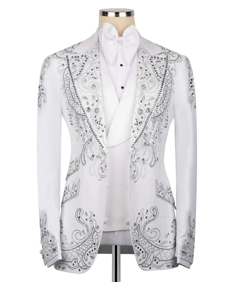 White Crystal Rhinestone Tuxedo