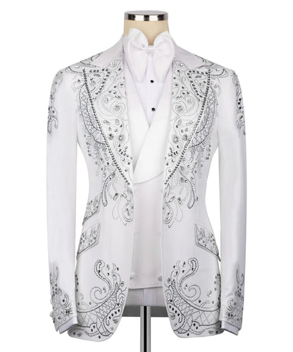 White Crystal Rhinestone Tuxedo