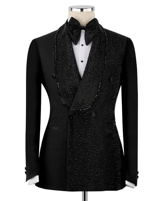 Exclusive Stone Embellished Black Tuxedo