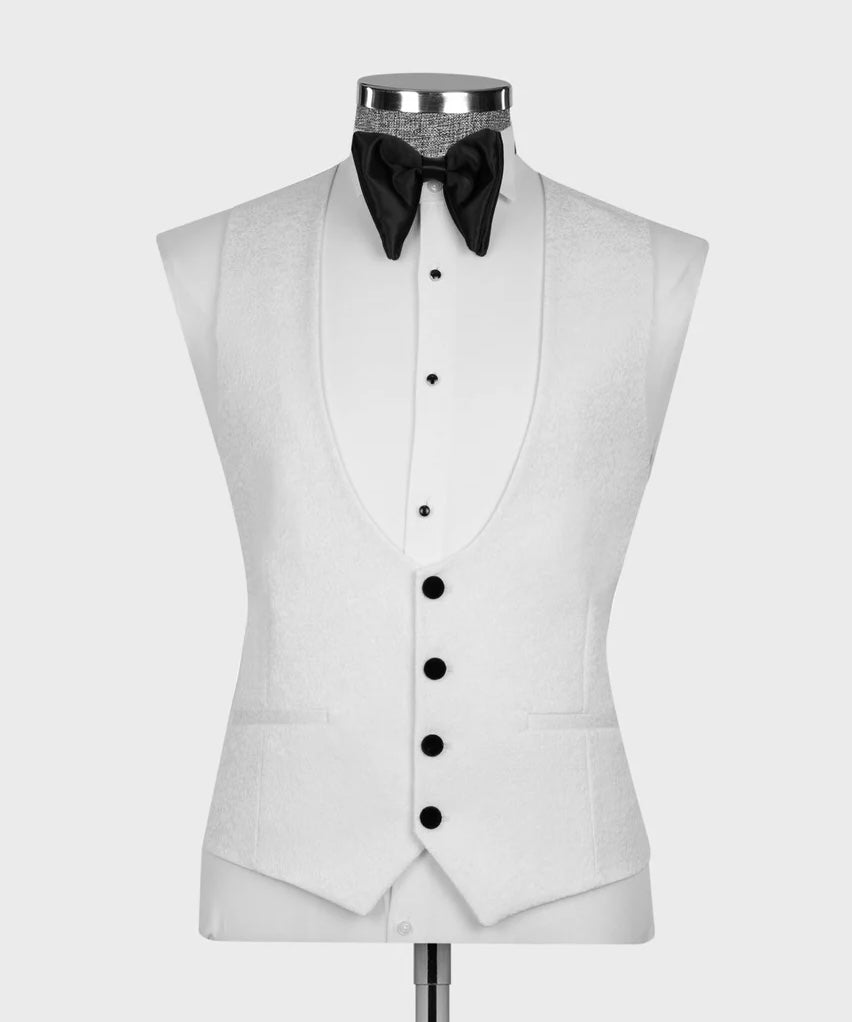 Velvet Lapel White Tuxedo