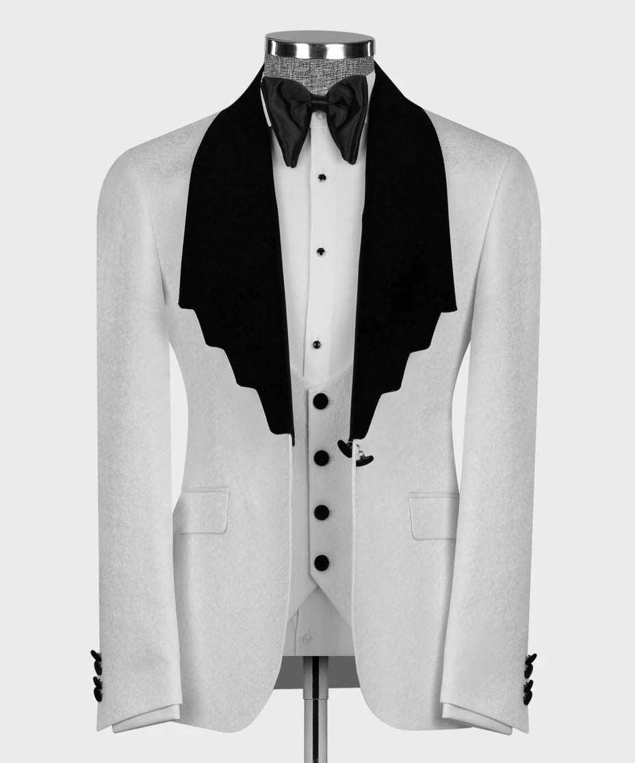 Velvet Lapel White Tuxedo