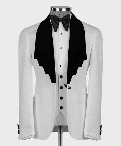 Velvet Lapel White Tuxedo