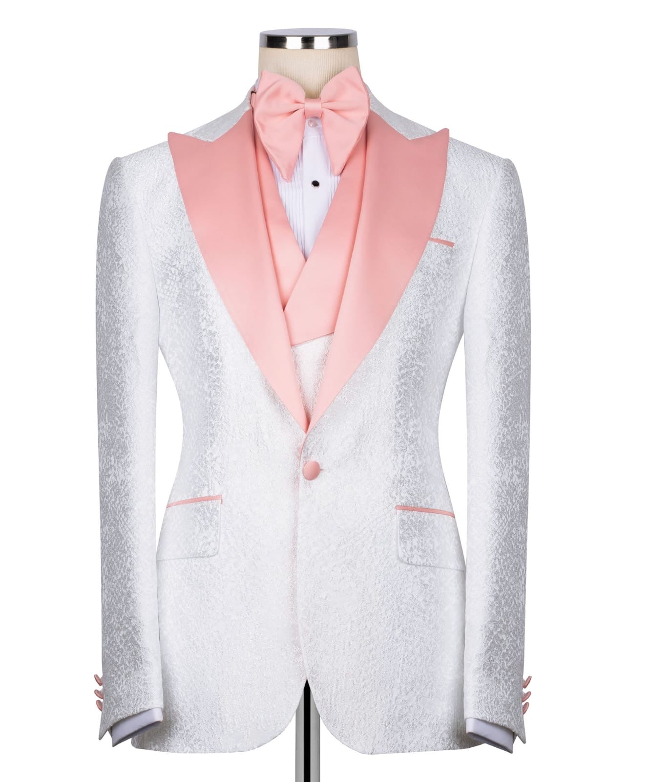 Patterned Tuxedo With Pink Collar