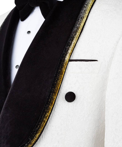 White Tuxedo with Custom Lapel Design