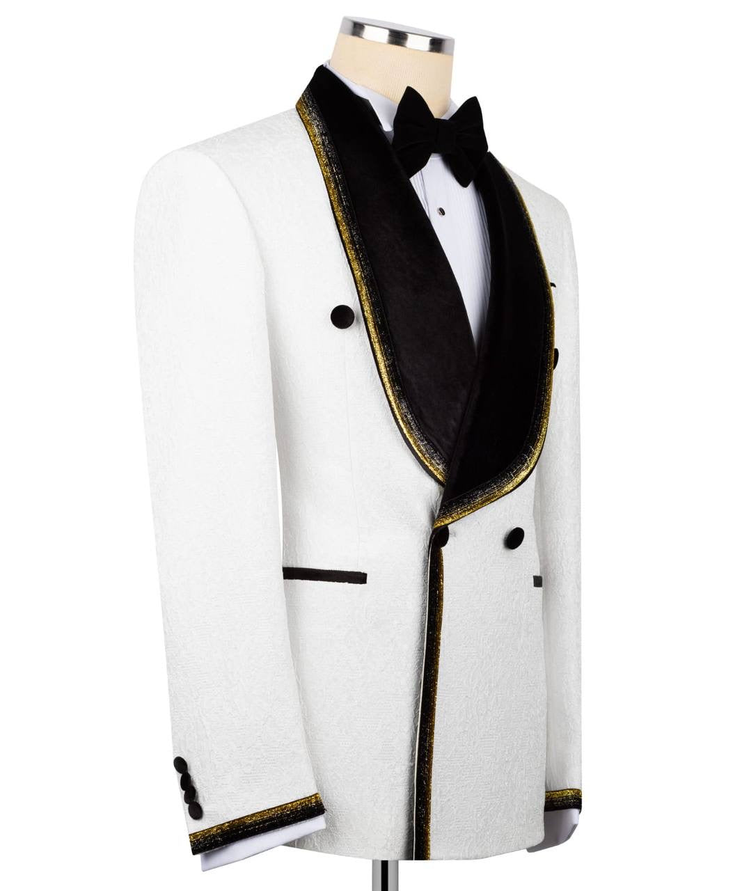 White Tuxedo with Custom Lapel Design
