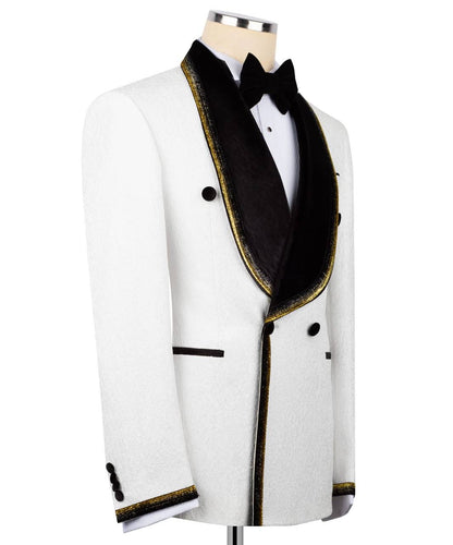 White Tuxedo with Custom Lapel Design