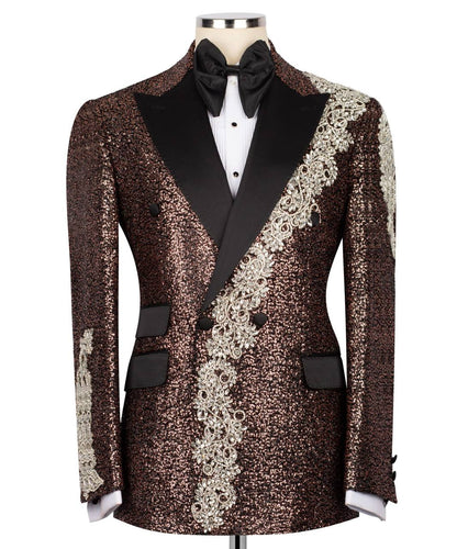 Shiny Tuxedo With Stone Embellished