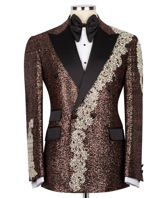 Shiny Tuxedo With Stone Embellished