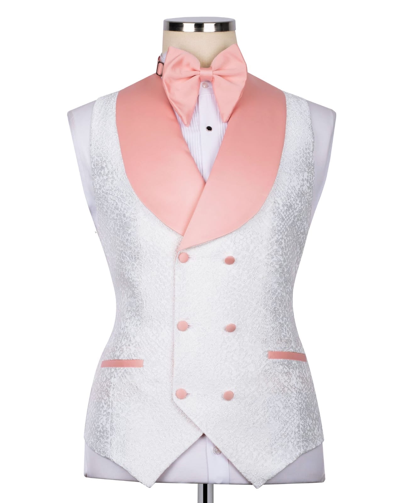 Patterned Tuxedo With Pink Collar