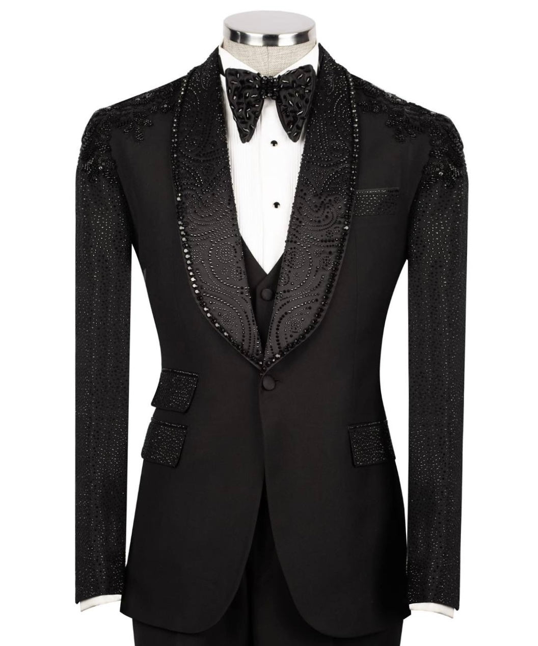 Black Tuxedo With Stone Embellished