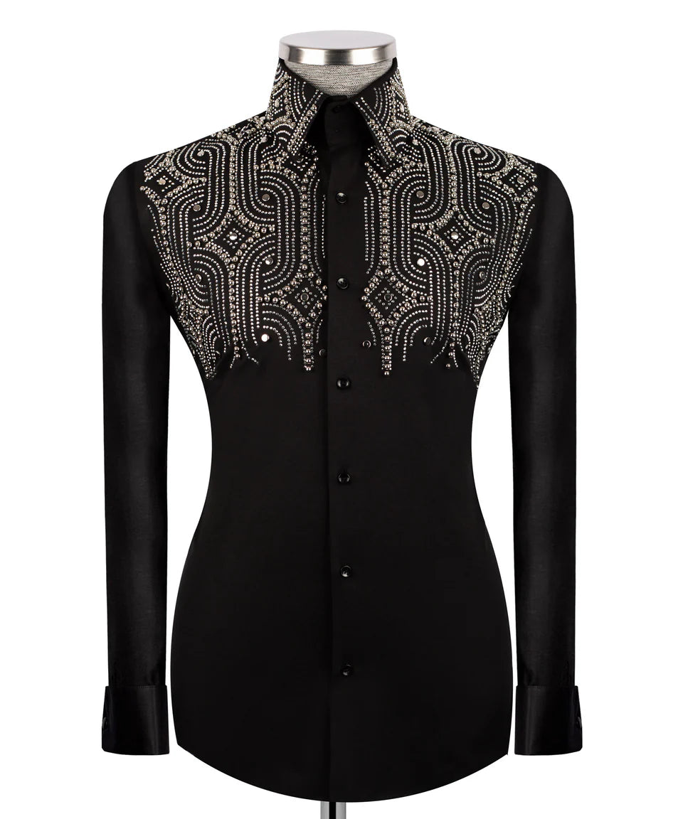 Crystal Embellished Black Shirt