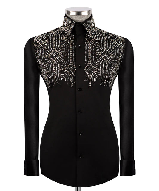 Crystal Embellished Black Shirt