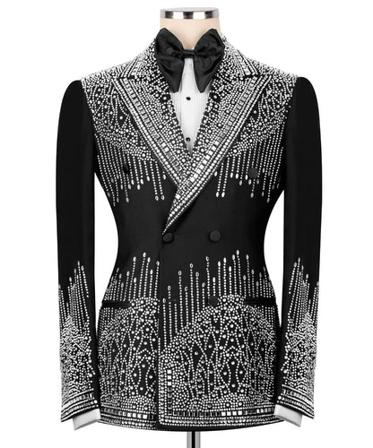 Double Breasted Crystal Embellished Tuxedo