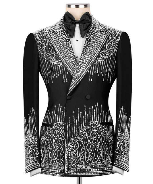 Double Breasted Crystal Embellished Tuxedo
