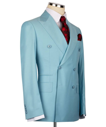 Sky Blue Double Breasted Suit