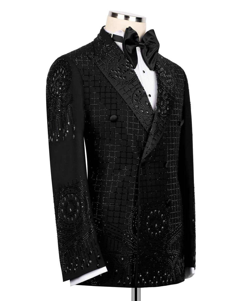 Exclusive Stone Embellished Black Tuxedo