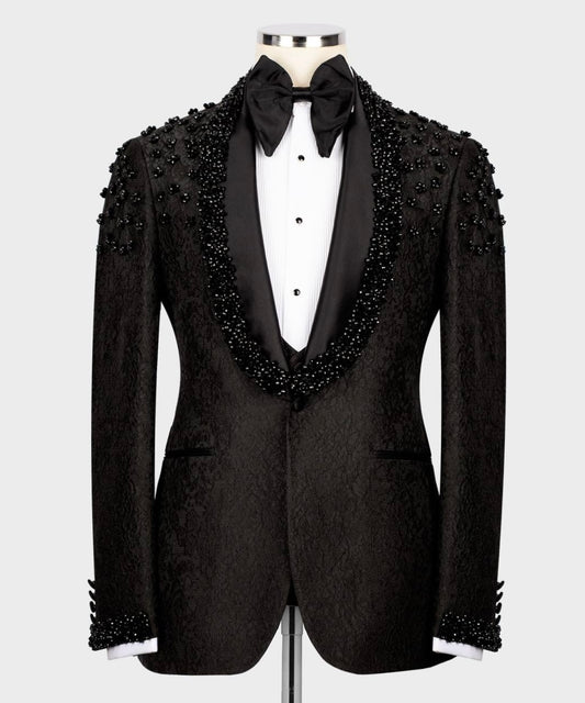 Black Tuxedo With Crystal Embroidered