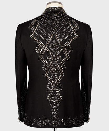 Custom Design Tuxedo With Stone Embroidery