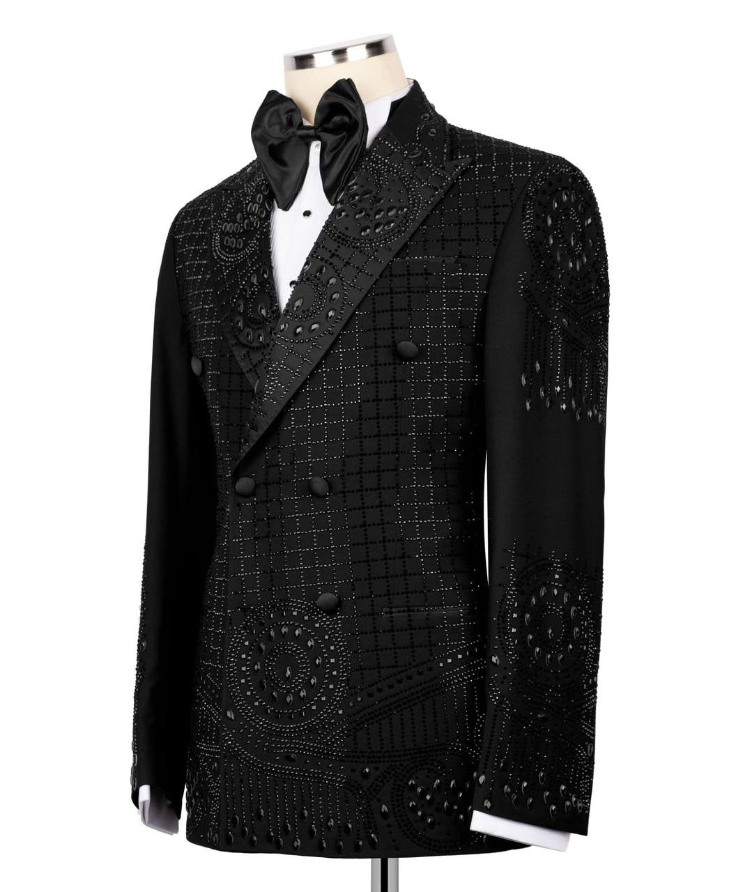 Exclusive Stone Embellished Black Tuxedo